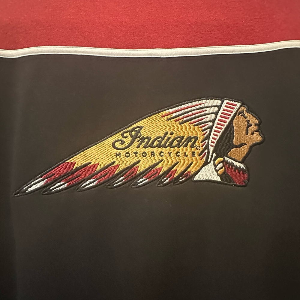 INDIAN MOTORCYCLE BRAND MEN’S FULL ZIP TWO-TONE SWEATSHIRT.  SIZE X-LARGE. - Picture 6 of 7